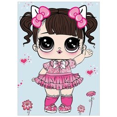 Алмазная мозаика Цветной Малышка в розовом платьице (17х22), x014