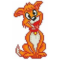 Алмазная мозаика Цветной Веселая собачка (17х22) на подрамнике, x009