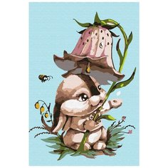 Картина по номерам Molly (20х30) ЗАЙЧИК С КОЛОКОЛЬЧИКОМ (15 цветов) на подрамнике, KH0483