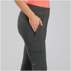 Женские усиленные леггинсы с карманами для походов TRAVEL 500 , размер: L, цвет: Темно-Зеленый FORCLAZ Х Декатлон Decathlon
