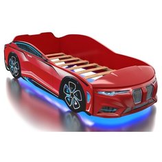 Кровать Romack Boxter красная 160*80 +подсветка дна и фар +объемный капот