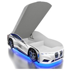 Кровать Romack Boxter-M белая 180*80 +подсветка дна и фар +ящик +фирменная обшивка матраса