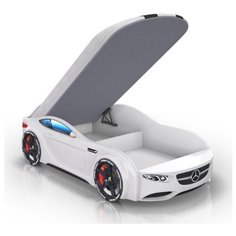 Кровать Romack Junior AMG белая 150*70 +подсветка дна и фар +ящик +фирменная обшивка матраса