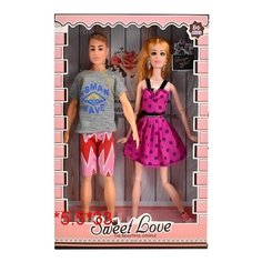 Кукла детская для девочек Пара друзей (девушка и юноша), цвет малиновый, в/к 24*5,5*33 см