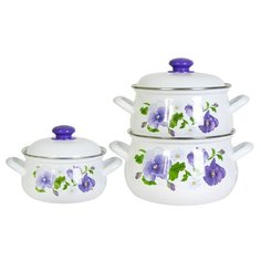 Набор посуды Лысьва Анютины глазки 207АП2/4 3 предмета Лысьвенские эмали