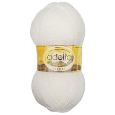 Пряжа Adelia "LEDA" 99% акрил, 1% люрекс №210 БЕЛЫЙ - 5 мотков по 100 г