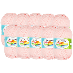Пряжа Alpina Nana, 70 % хлопок, 30 % полиамид, 50 г, 105 м, 10 шт., 17 св.розовый
