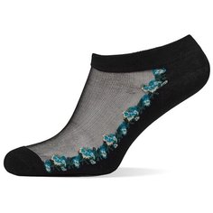 Укороченные женские носки прозрачной вставкой с фигурными краями "Таинственный сад" Le Cabaret, черный, бирюзовый, зеленый р-р 36-40 (1 пара)