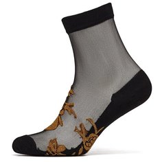 Носки женские с вышивкой "Встреча под цветочным дождем" Le Cabaret (антрацитово-серый; золотистый) р-р 36-40 1 пара