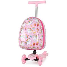 Детский складной чемодан-самокат Magio "Коты" с 3 светящимися колесами, пластик