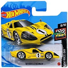 Hot Wheels Базовая машинка 67 Ford GT40 Mk. IV, желтая