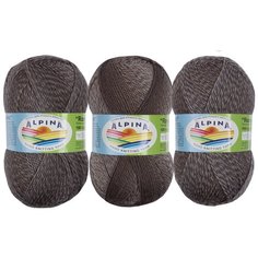 Пряжа Alpina Romantic, 100% шерсть, 5*100 г, 300 м+-15 м, №14, светло-серый, коричневый, серый