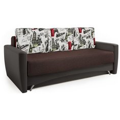 Диван-кровать Опера 130 велюр Париж и экокожа шоколад Шарм Дизайн