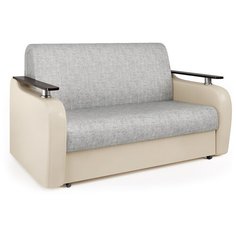 Диван аккордеон Гранд Д 140 экокожа беж и серый шенилл Шарм Дизайн