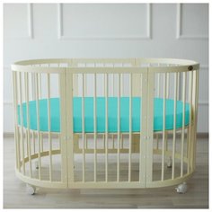 Простыня на резинке Крошка Я овальная, 125*75+20 см, мятная, мако-сатин