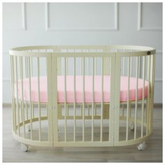 Простыня на резинке Крошка Я овальная, 165*115+20 см, розовая, мако-сатин