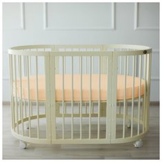 Простыня на резинке Крошка Я овальная, 75*120+20 см, коралловая, мако-сатин