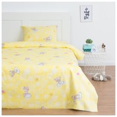 Постельное белье Экономь и Я 1,5-спальное "Мишки", желтое, 145*210 см, 150*210 см, 50*70 см, бязь
