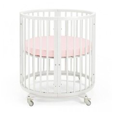 Простыня на резинке Крошка Я круглая, 115*115+20 см, розовая, мако-сатин