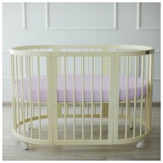 Простыня на резинке Крошка Я овальная, 125*75+20 см, серая, сатин