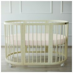 Простыня на резинке Крошка Я овальная, 125*75+20 см, молочная