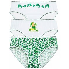 3 шт/уп Трусы Lowry для девочек из 100 % хлопка, Бело-зеленый, M