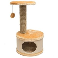 Домик-когтеточка круглый, серия Конфетти, бежевый (иск.мех,экокожа,джут) Дарэлл