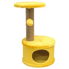 Домик-когтеточка круглый,серия Конфетти", желтый (иск.мех,экокожа,джут) Дарэлл