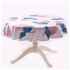 Скатерть круглая "Гортензия на фоне текста" Myatashop