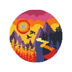 Алмазная мозаика "Закат" (13 цветов) Рыжий кот