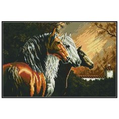 Алмазная вышивка (мозаика) "Три лошади", 60x40 см Art Xobby