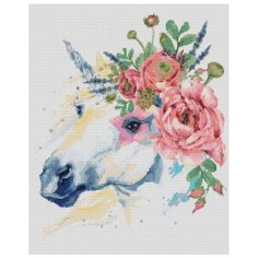 Алмазная вышивка (мозаика) "Единорог в цветах", 40х50 см Art Xobby