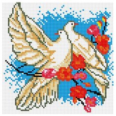 Алмазная мозаика (мозаика) "Голуби на ветке", 20х20 см Art Xobby