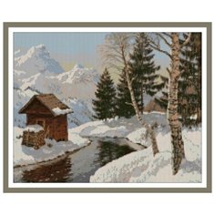 Алмазная вышивка (мозаика) "Зима в горах", 40x50 см Art Xobby