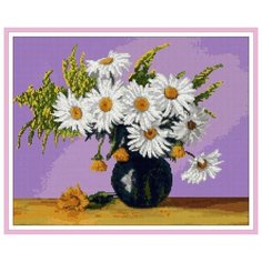 Алмазная вышивка (мозаика) "Букет ромашек на столе", 40x50 см Art Xobby
