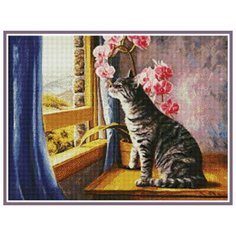Алмазная вышивка (мозаика) "Кот у окна", 45x60 см Art Xobby