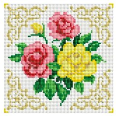 Мозаичная картина на подрамнике "Маленькие розочки" (квадратные камни) Белоснежка