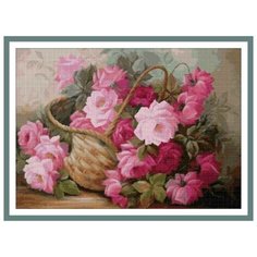 Алмазная вышивка (мозаика) "Корзина с розовыми розами", 50x70 мм Art Xobby