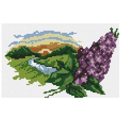 Мозаичная картина на подрамнике "Ветка сирени" Белоснежка