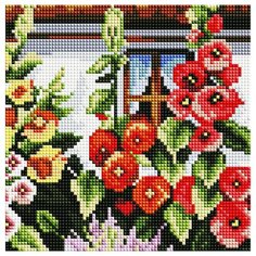 Алмазная вышивка (мозаика) "Цветы у дома", 20х20 см Art Xobby
