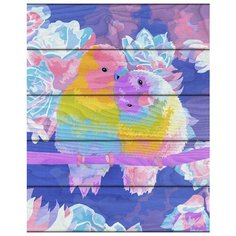 Набор для рисования по номерам по дереву "Влюбленные попугаи" (40x50 см) Flamingo