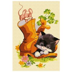 Картина по номерам "Котенок в ботинке" (15 цветов) Molly