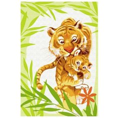 Картина по номерам "Тигрица с тигрёнком" (12 цветов) Molly