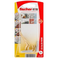 Дюбель SX + крюк-полукольцо (латунированный) (2 шт.) Fischer