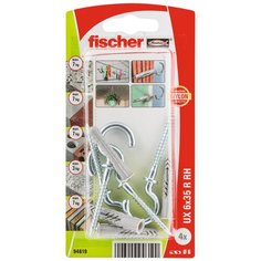 Дюбель универсальный UX 6X35 + крюк полукольцо (4 шт.) Fischer