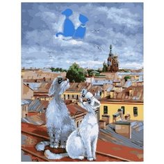 Картина по номерам Paintboy "Коты на крыше" GX37062, 40x50 см