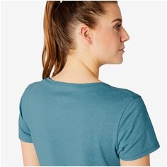 Футболка для фитнеса женская эластичная 500 бирюзовая NYAMBA Х Декатлон L Decathlon
