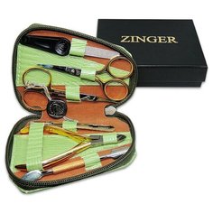 Маникюрный набор Zinger 7103 G, на молнии, 6 предметов (трапеция)