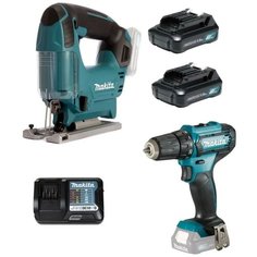 Набор аккумуляторного инструмента Makita CLX237 (лобзик JV101DZ + дрель DF333DZ + BL1016 2 шт + з/у DC10WD)
