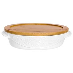 Горшок для запекания Elan gallery Белые розы 860035, 1.6 л, 29х20х7.5 см